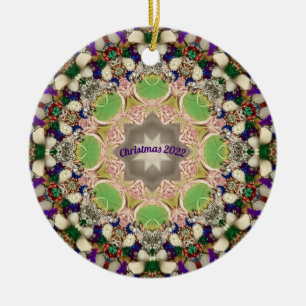CHRISTMAS Purple Blue Green 2022 Ceramic Ornament