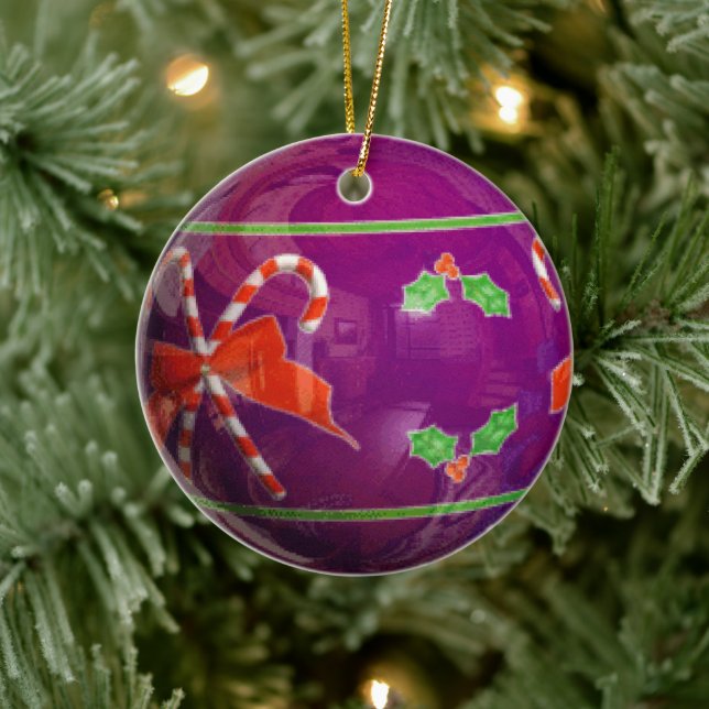 Christmas purple bulb ceramic ornament (Tree)