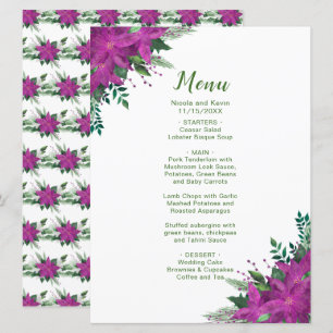 Christmas purple Poinsettia Flowers Wedding Menu