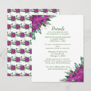 Christmas Purple Poinsettia Wedding Details Enclosure Card