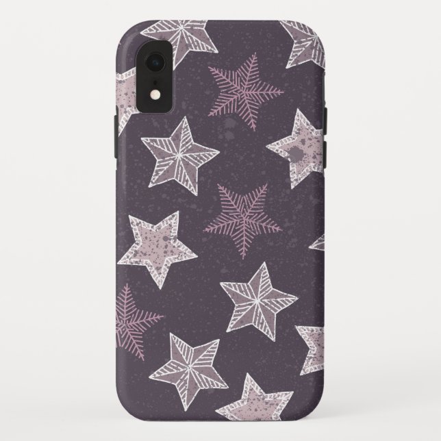 Christmas purple snowflake stars pattern Case-Mate iPhone case (Back)