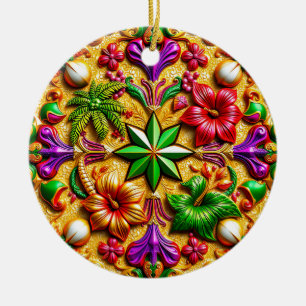 CHRISTMAS Purple Yellow Red Green 3D Ceramic Ornament