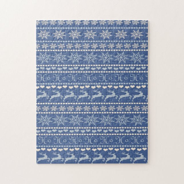 Christmas Puzzle Blue Reindeer (Vertical)