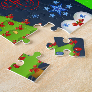 Christmas puzzle gift box for children blue