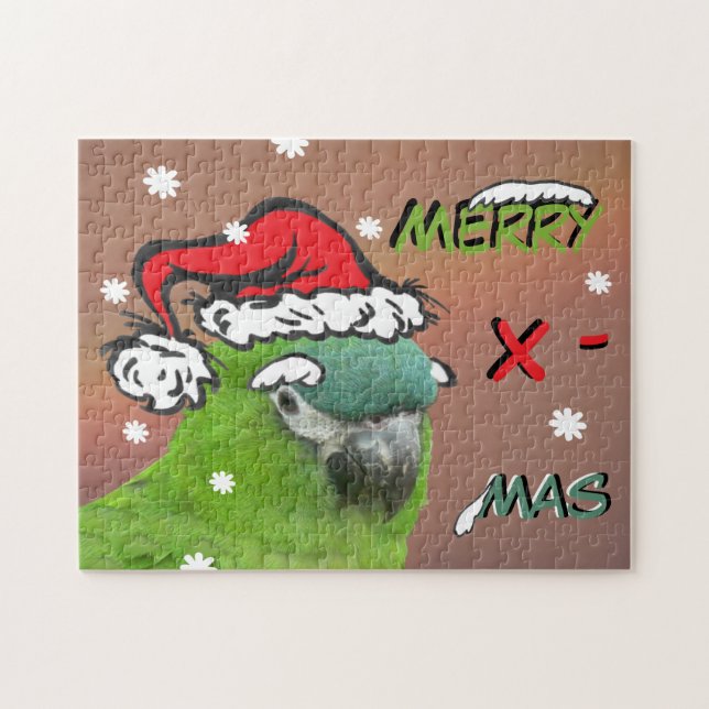 Christmas Puzzle: Green Lorikeet Santa Jigsaw Puzzle (Horizontal)