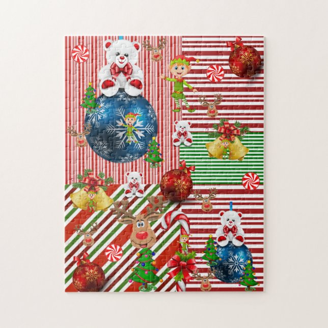 Christmas Puzzle Teddy Bear (Vertical)