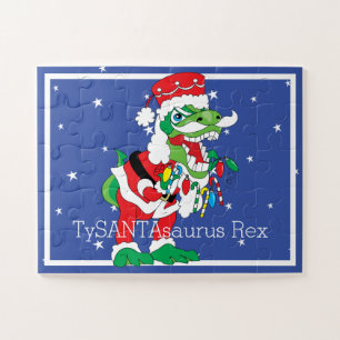 Christmas Puzzle TySANTAsaurus Rex 30 Large PIeces