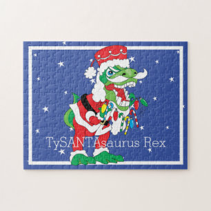 Christmas Puzzle TySANTAsaurus Rex Personalise