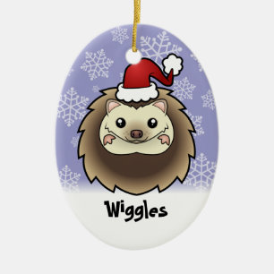 Christmas Pygmy Hedgehog (add your pets name) Ceramic Ornament