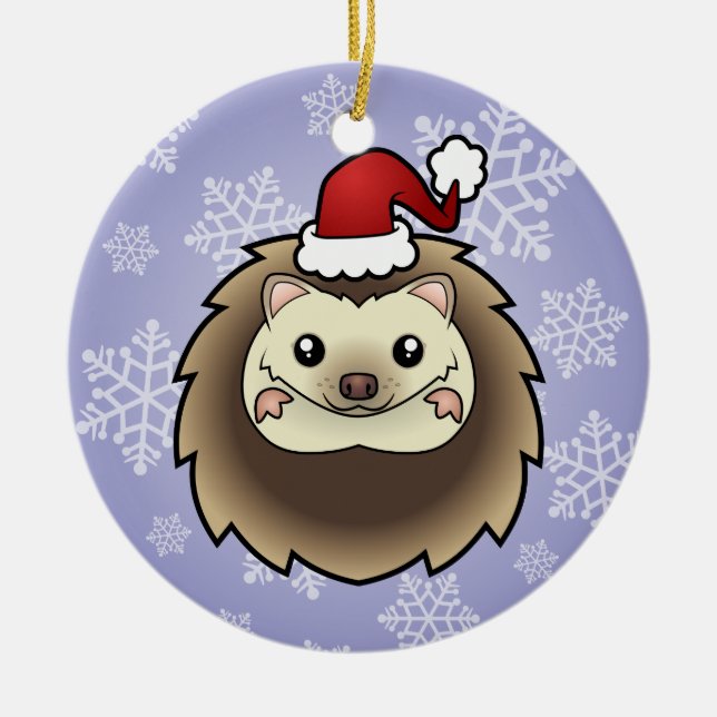 Christmas Pygmy Hedgehog Ceramic Tree Decoration (Front)