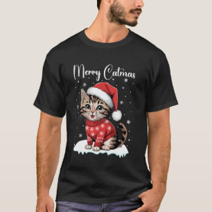 Christmas Pyjamas Cat Merry Catmas Xmas Outfit Fun T-Shirt