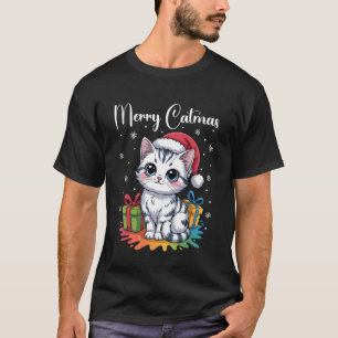 Christmas Pyjamas Cat Outfit Merry Catmas Cat Gift T-Shirt