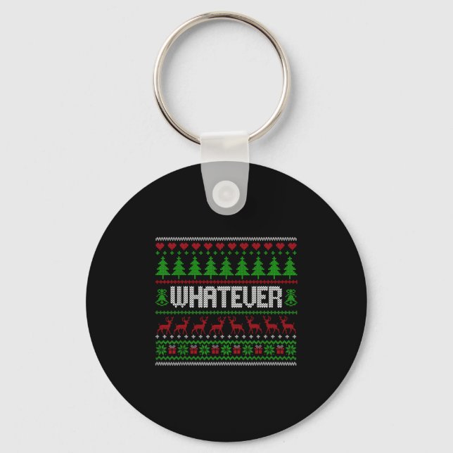 Christmas Pyjamas Family Matching - Whatever  Key Ring (Front)