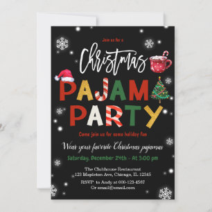 Christmas Pyjamas Party Chalkboard Holiday Party Invitation