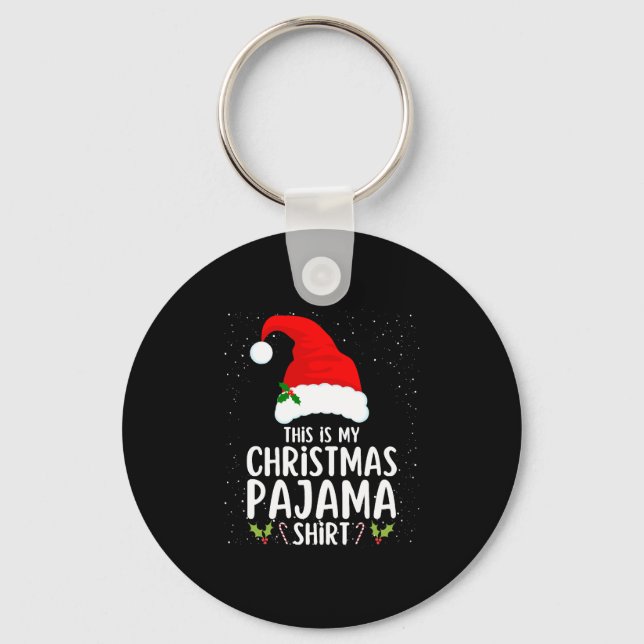 Christmas Pyjamas Pyjamas Sleep Shirt Key Ring (Front)