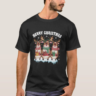 Christmas Pyjamas Reindeers With Christmas Gifts R T-Shirt