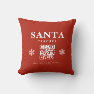 Christmas QR Code Santa Tracker Red Cushion