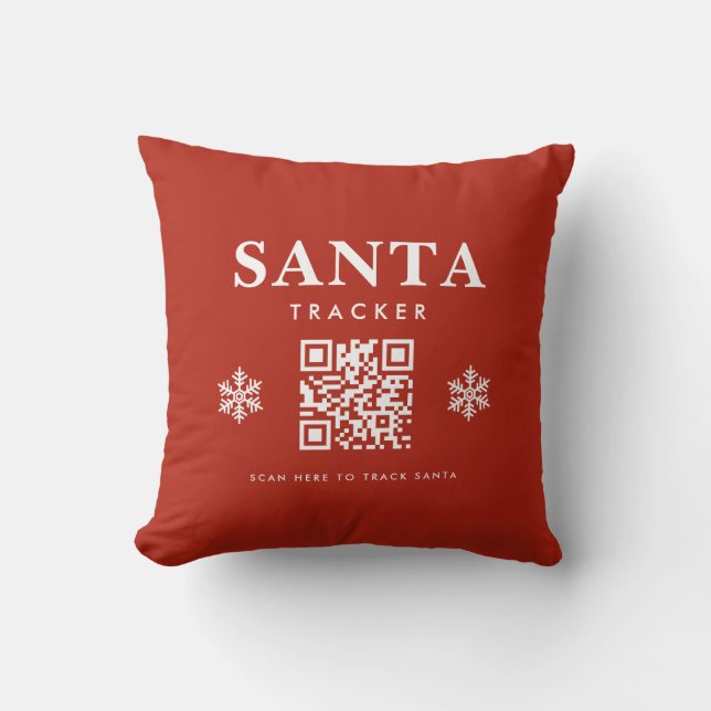 Christmas QR Code Santa Tracker Red Cushion (Front)