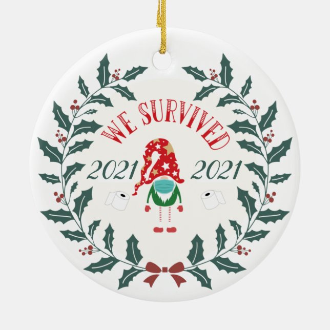 Christmas Quarantine, 2021 a Year to Remember Ceramic Ornament (Back)