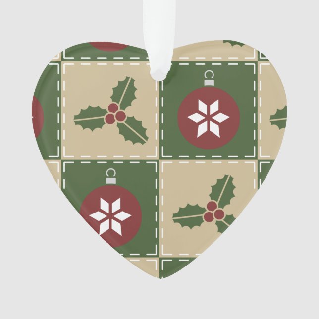 Christmas Quilt Acrylic Ornament (Front)
