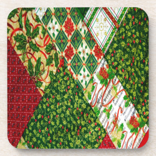 Christmas Quilt Background Coaster