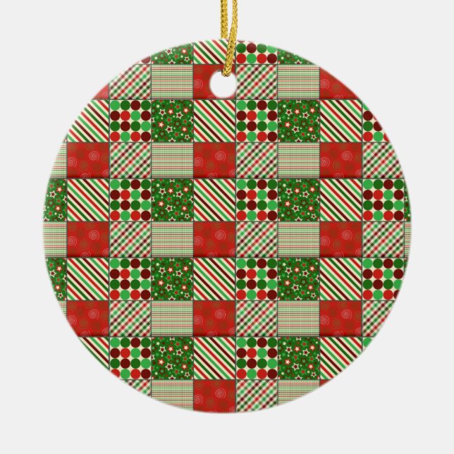 Christmas Quilt Holiday Ornament (Front)