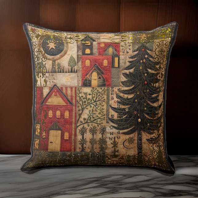  Christmas Quilt Homes and Trees Cushion (Creator Uploaded)