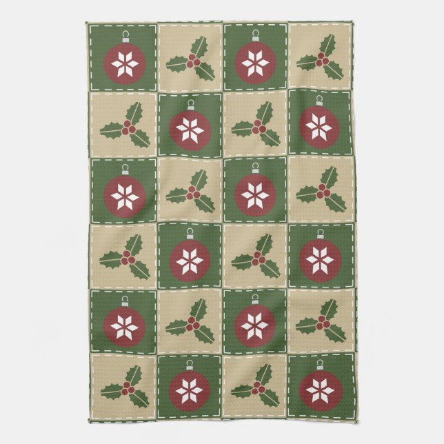 Christmas Quilt Kitchen Towel (Vertical)