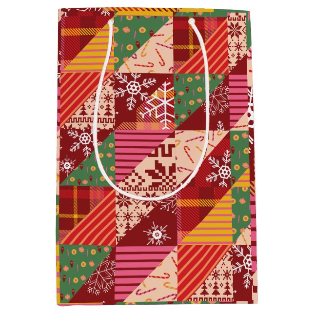 Christmas Quilt Medium Gift Bag (Front)