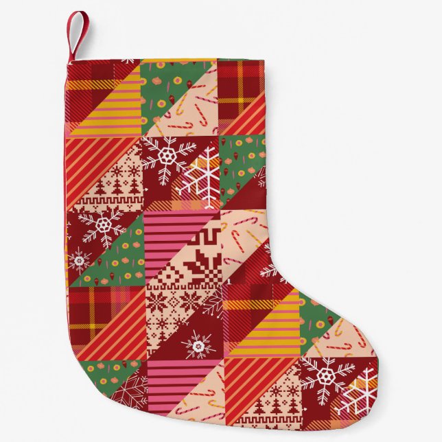 Christmas Quilt Small Christmas Stocking (Front)