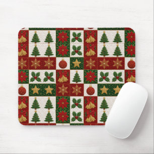 Christmas Quilt Squares Mouse Pad