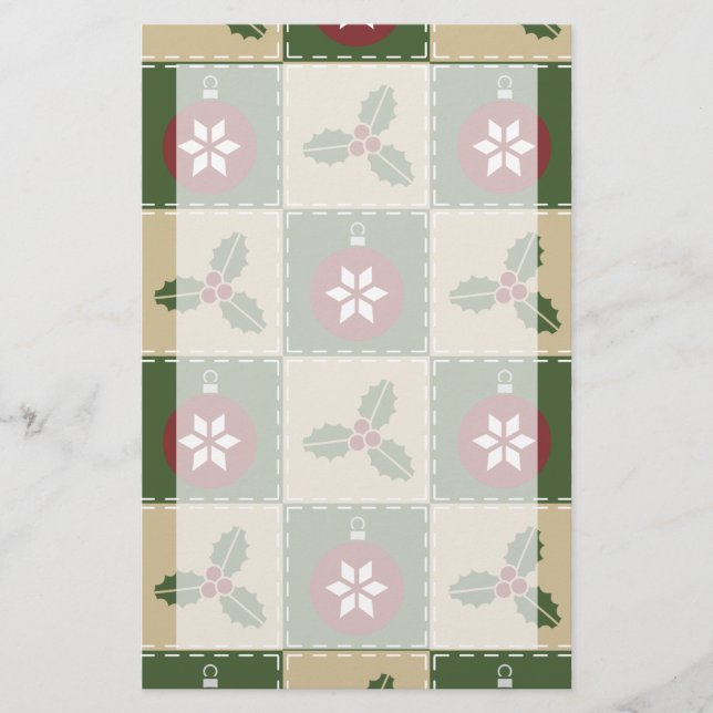 Christmas Quilt Stationery (Front)