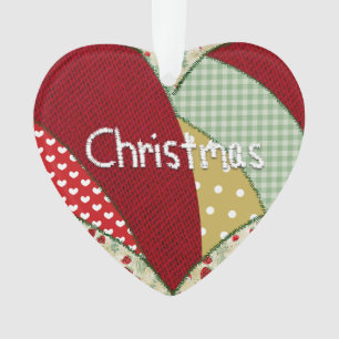 Christmas Quilters Patchwork Patterns Heart Ornament
