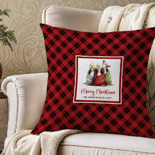 Christmas Quirky Goose Whimsy Throw Pillow Art