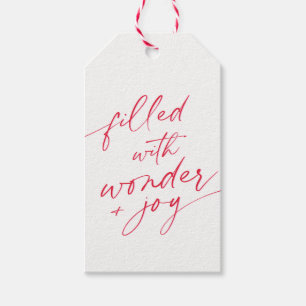 CHRISTMAS QUOTE elegant script calligraphy red Gift Tags