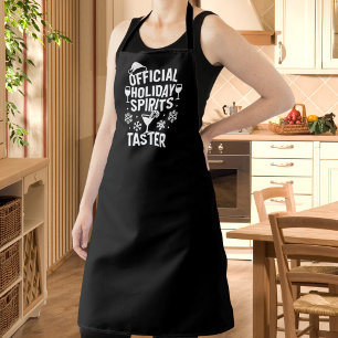 Christmas quote funny party spirits taster black apron