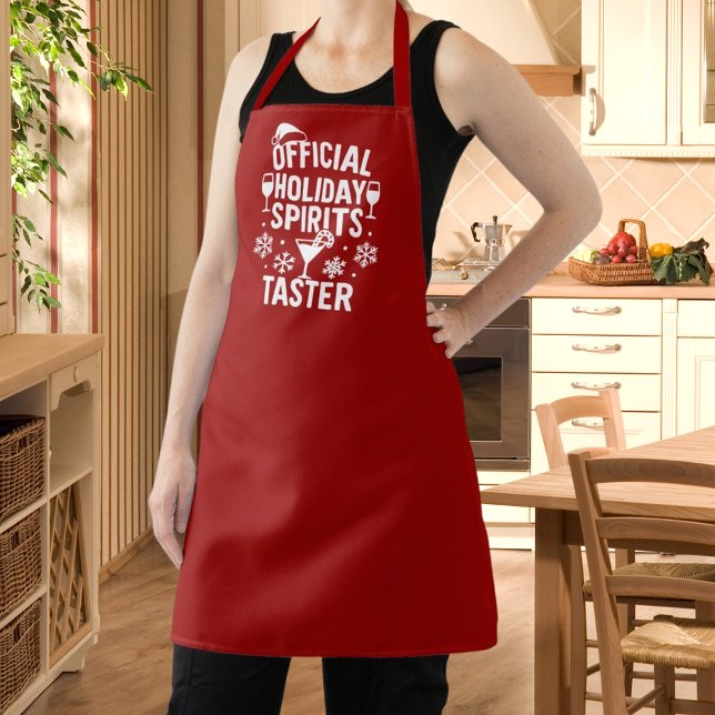 Christmas quote funny party spirits taster red apron (Creator Uploaded)