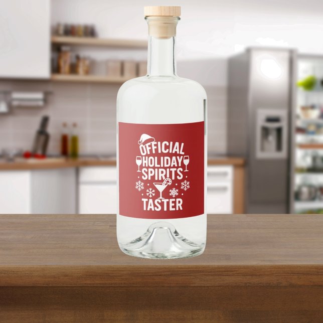 Christmas quote funny party spirits taster red liquor bottle label (Creator Uploaded)