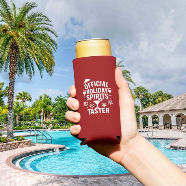 Christmas quote funny party spirits taster red seltzer can cooler (Creator Uploaded)