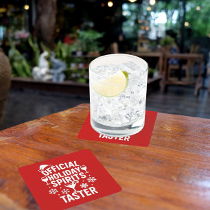 Christmas quote funny party spirits taster red square paper coaster