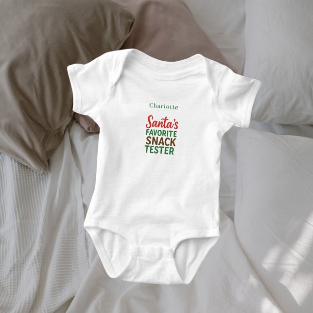 Christmas quote funny snack tester name baby bodysuit (Creator Uploaded)