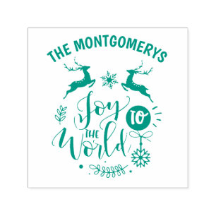 Christmas Quote Joy to the World Monogram Name Self-inking Stamp