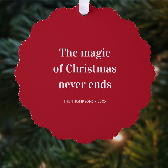 Christmas Quote Magic Never Ends Tree Decoration Card (Creator Uploaded)
