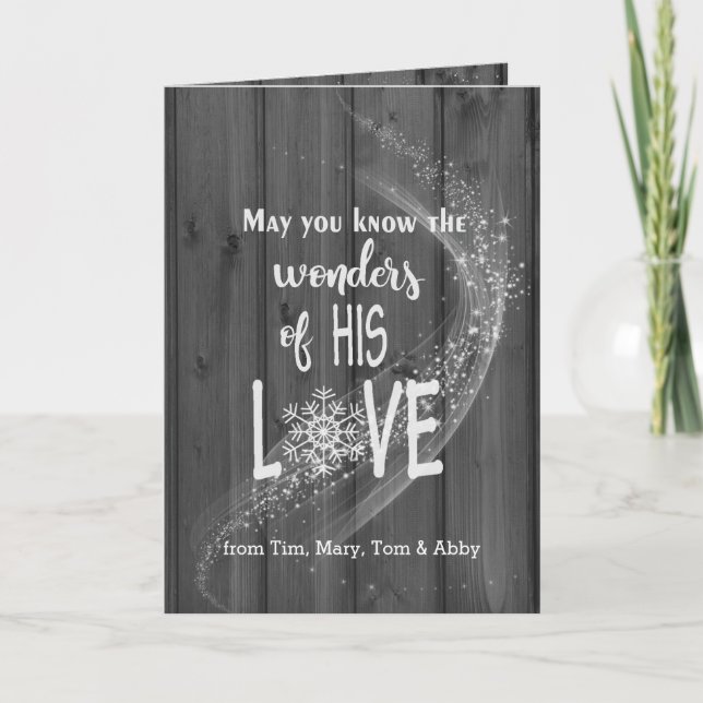 Christmas quote on black wood with lights card (Front)