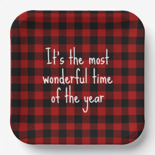Christmas Quote on Buffalo Plaid  Napkins Paper Plate