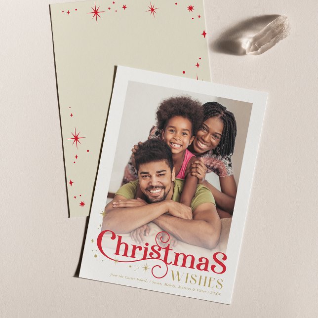 CHRISTMAS QUOTE PHOTO stylish typography red Holiday Card (Creator Uploaded)