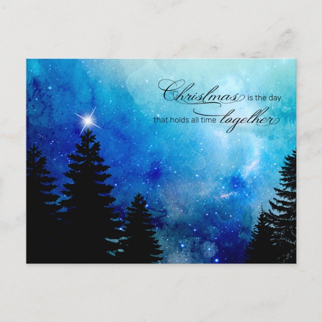 Christmas Quote w/Starry Night Sky & Woods Holiday Postcard (Front)