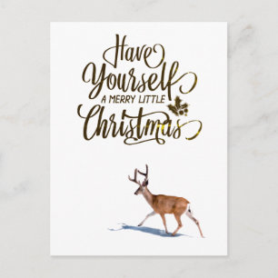 Christmas quote with reindeer retro design postcard
