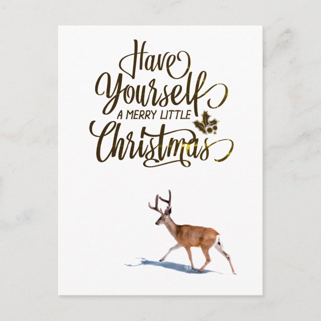 Christmas quote with reindeer retro design postcard (Front)