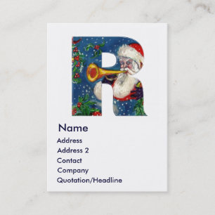 CHRISTMAS R LETTER / SANTA BUGLER MONOGRAM BUSINESS CARD